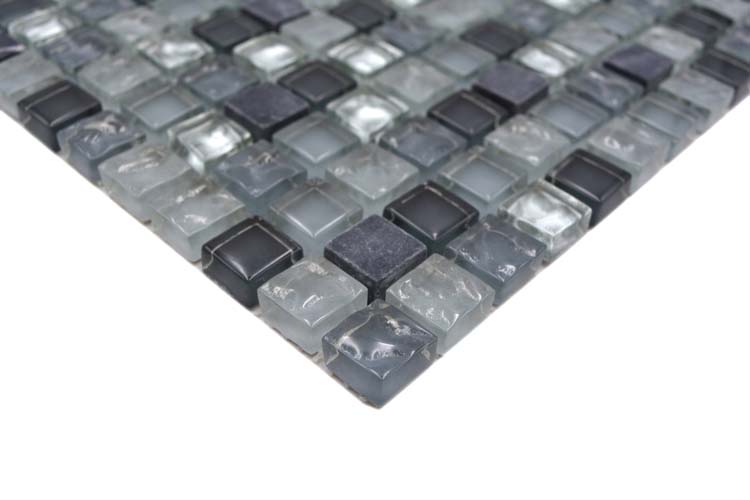 Mozaïek Crystal+ Mix grijs/zilver glanzend 30,5x32,2cm