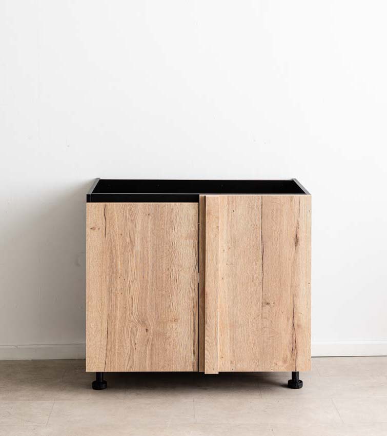 Armoire de cuisine d'angle Plenti chêne/noir 112cm droite