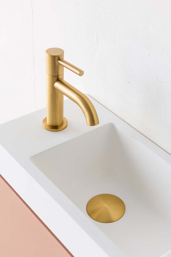 Meuble de toilette Dotan abricot lavabo blanc mat 45x40x22cm