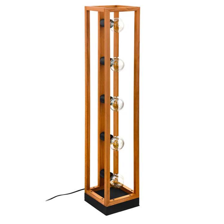 Vloerlamp hout rechthoek 5x40W E27