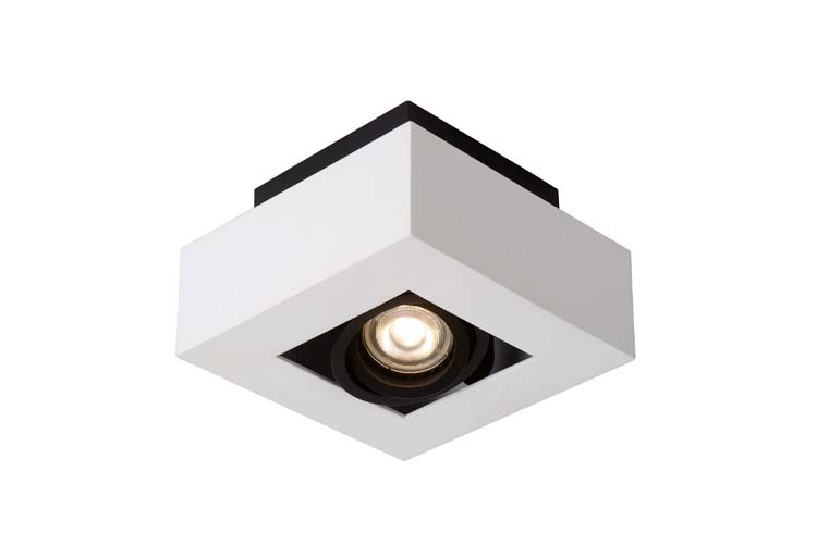 Plafonnier - carré - blanc/noir - dimmable - LED - GU10 - 5W - 2200/3000K