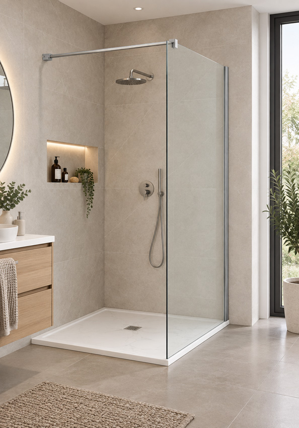 Paroi de douche à l'italienne Anais verre clair avec kit de profilés inox 157x200cm