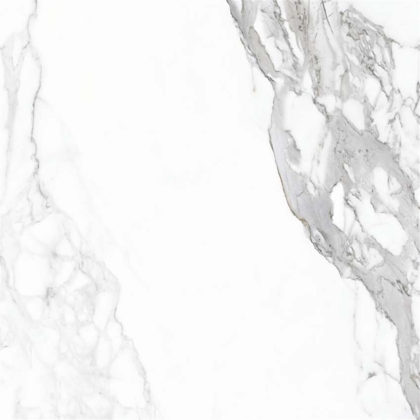 Carrelage de sol et mural Statuario imitation marbre blanc brillant 60x60cm