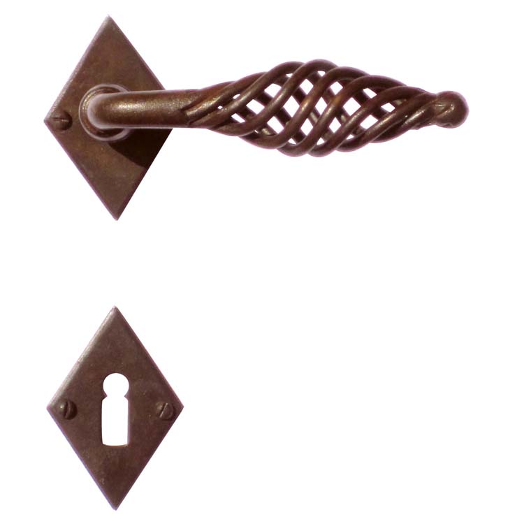 Poignée de porte tarente rouille carreau rosace barbe