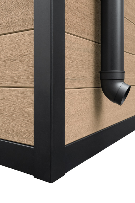 Abri de jardin Yana en bois composite stone grey/sandstone 290x290cm double porte