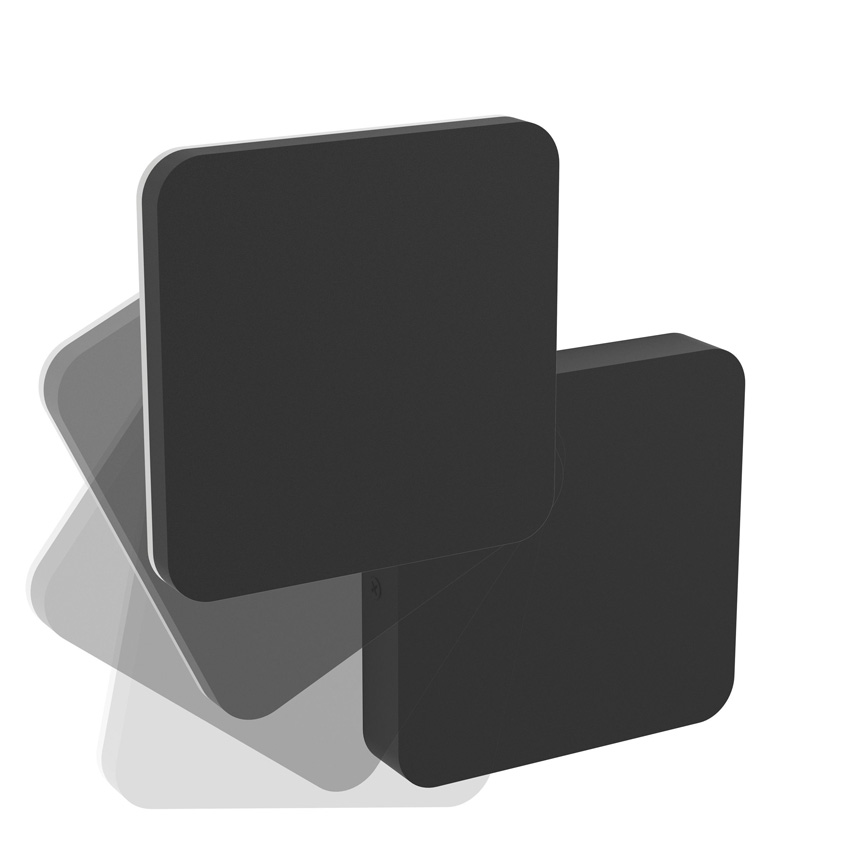 Wandlamp - zwart - 14x14x4,7cm - LED - 1x8W - 2700/4000/6500K - 950lm - IP44 - vierkant
