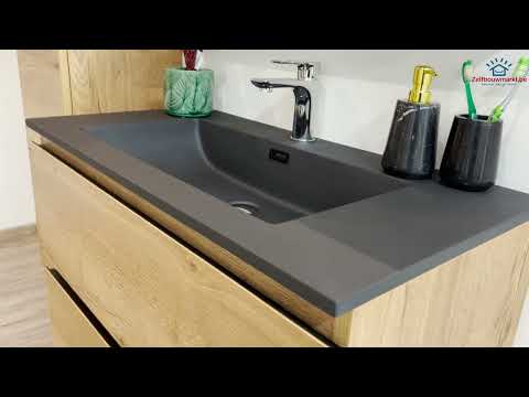 Badmeubel Daria eik goudbruin 900 mm wastafel zwart mat Badmeubel Daria eik goudbruin 900 mm wastafel zwart mat