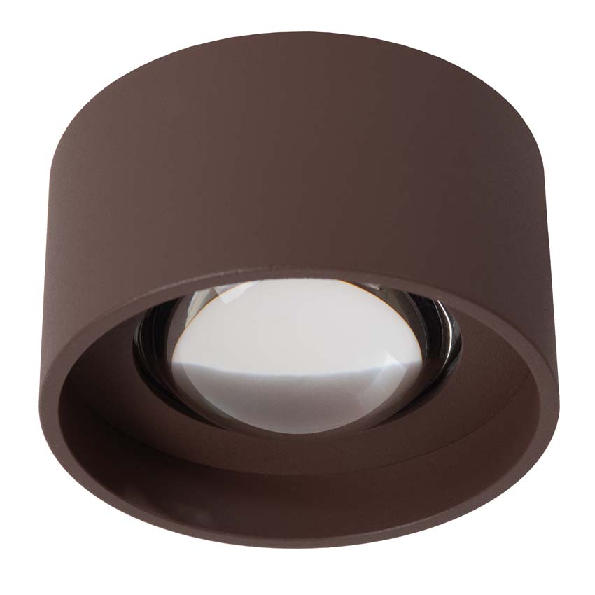 Lucide Essential Lenz - Plafondspot binnen/buiten - Ø11cm - LED - 1x8W 2700K - IP54 - Roestbruin