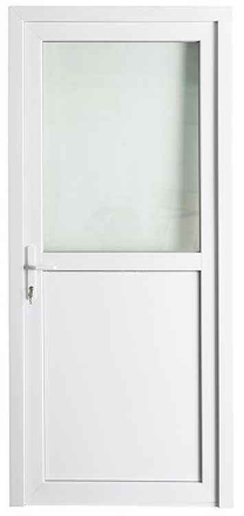 Porte extérieure Demi-vitrée PVC blanc Gauche vitrage clair 880x2100mm