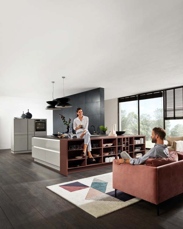 Keuken op maat rood-betonlook