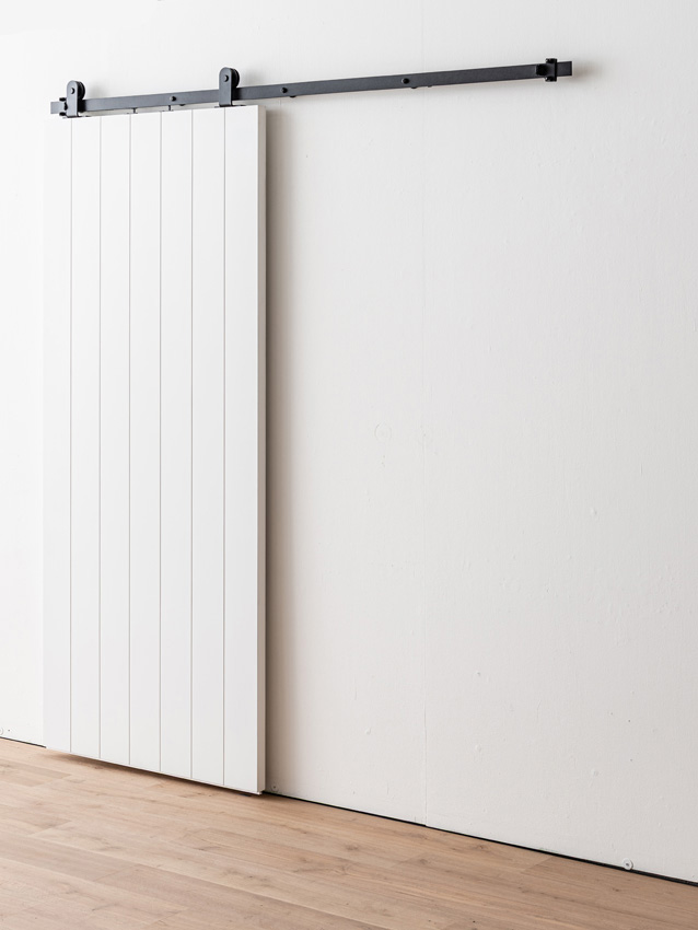 Complete enkele schilder schuifdeur Titus 93x211,5cm + rail antiek zwart