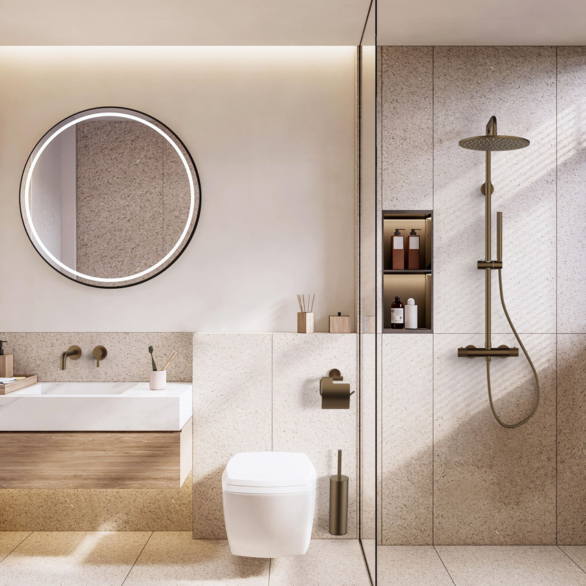 Doucheset Vera thermostatisch opbouw brons