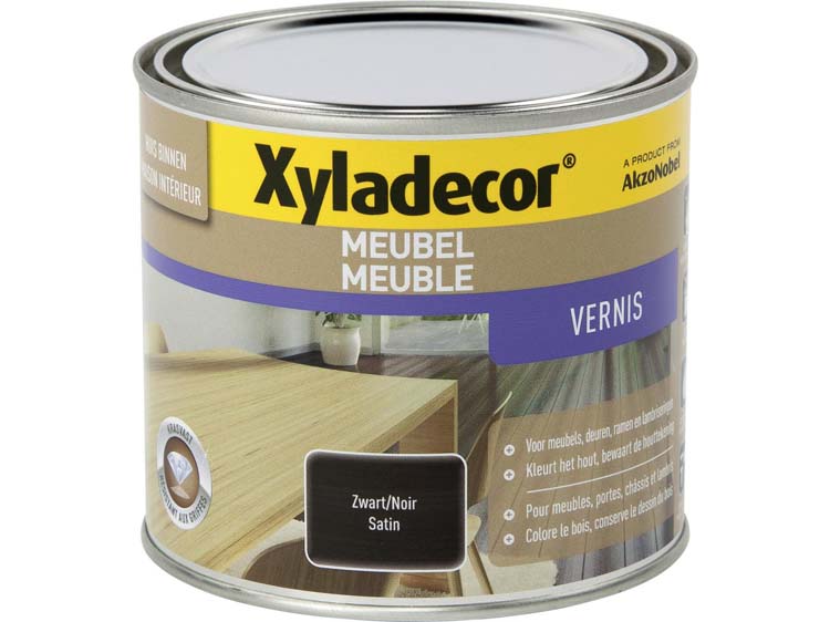 Xyladecor vernis meubel sneldrogend zijdeglans 0,5l zwart