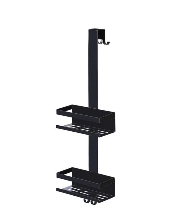 Étagère de douche Wenko Bribano Duo noir mat 23x71x18cm sans perçage