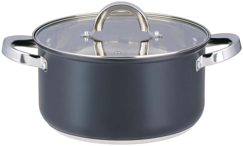 Casserole avec couvercle noir Ø22cm avec revêtement antiadhésif
