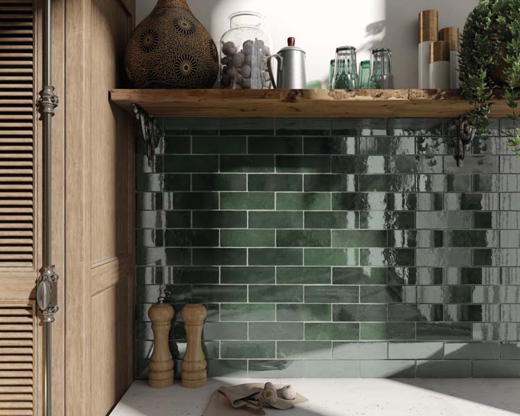 Carrelage mural Alisa vert brillant 6,5x20cm