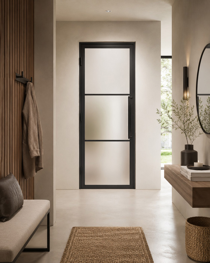 Porte intérieure Fer forgé 4W Tara verre mat 880 x 2040 mm D