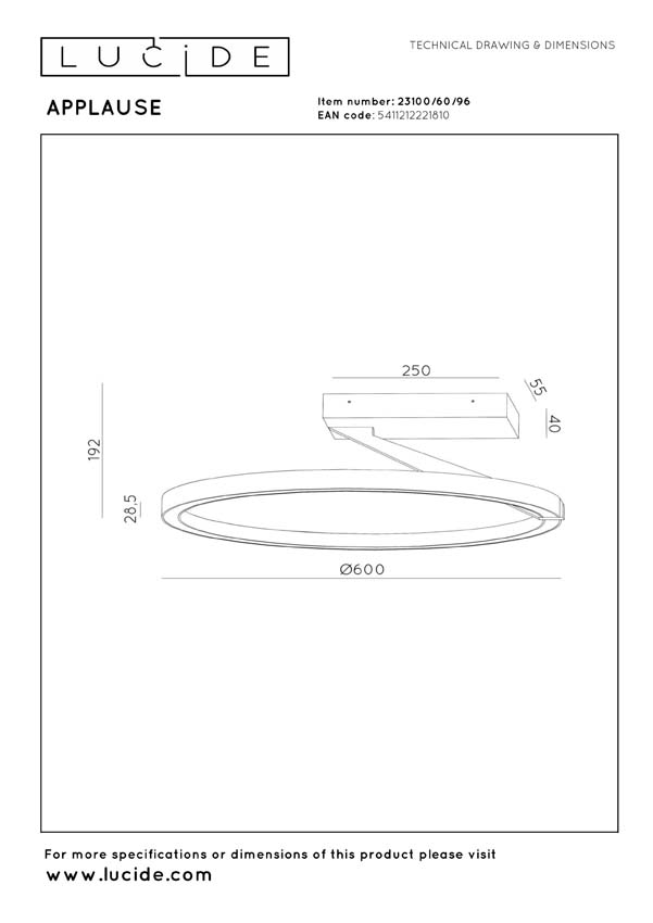 Lucide Premium Applause - Plafonnier - Ø60cm - LED dimmable - CCT - 1x40W 2200K/4000K - Café