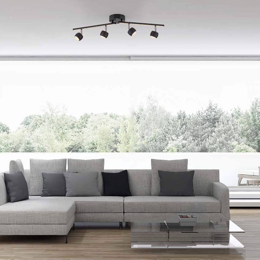 Spot plafond - noir - 13x75cm - dimmable - 4x5,35W - 3000K