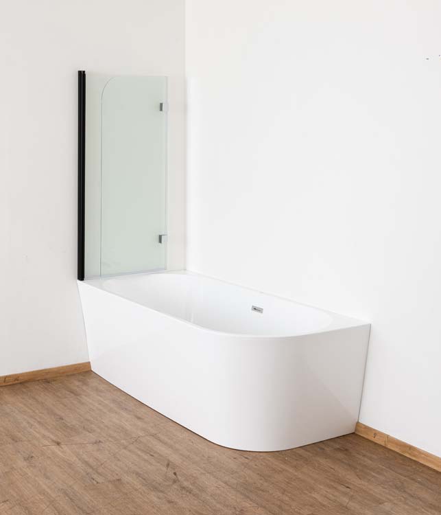 Hoekbad Bottega glanzend wit links 180x80cm