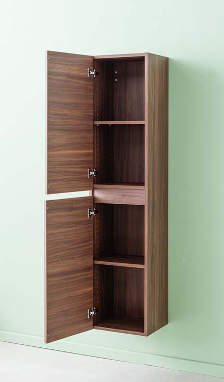 Armoire colonne noyer flottante 400 x 320 x 1850 mm