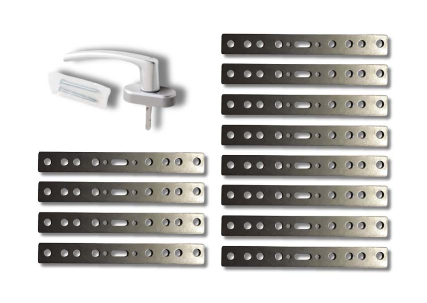 Accessoires fenêtres pvc Deceuninck Elegant: 12 pattes+poignée gris 