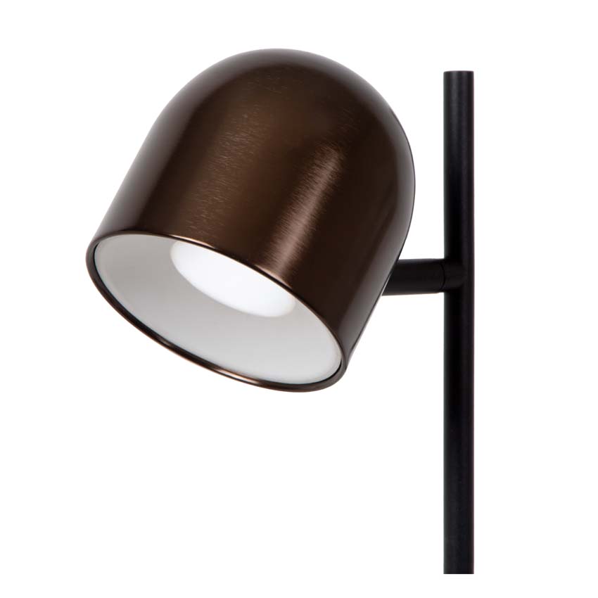 Lucide SKANSKA RECH - Oplaadbare Bureaulamp Binnen/Buiten - Accu/Batterij - LED Dimb. - CCT - 1x3W 3000K/6000K - IP44 - Koffie