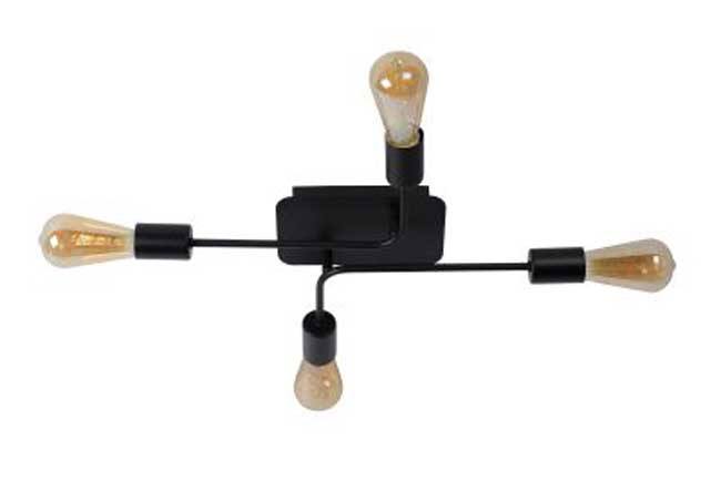 Plafonnier - noir - 4xE27 - 60W