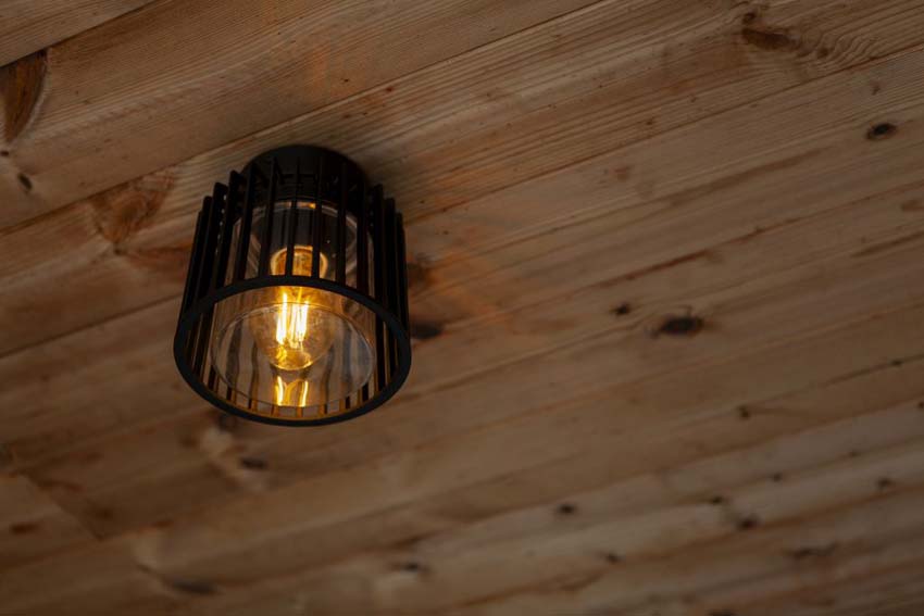 Buitenverlichting plafonnier zwart/glas excl lamp