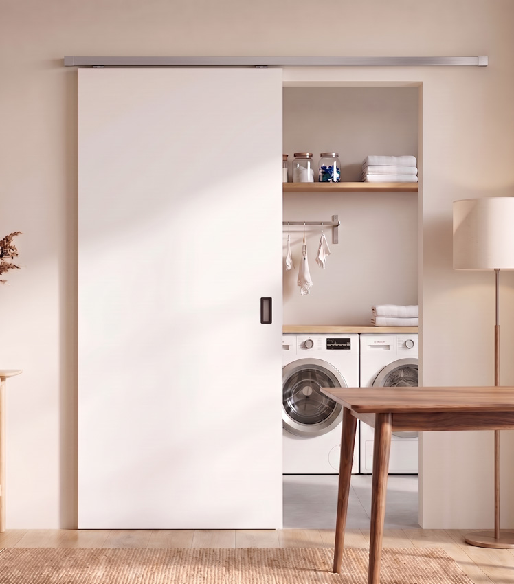 Complete enkele schilder schuifdeur 93x211,5cm tubespaan + rail inox