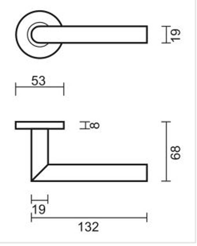 Poignée de porte pro I shape blanc structure ronde 19mm set avec rosaces sans plaque de clé