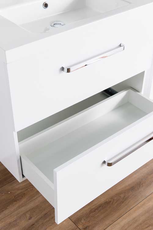 Meuble salle de bain Bison blanc mat laqué 800mm,lavabo brillant