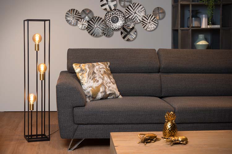 Staande lamp - zwart - 3xE27 - 40W