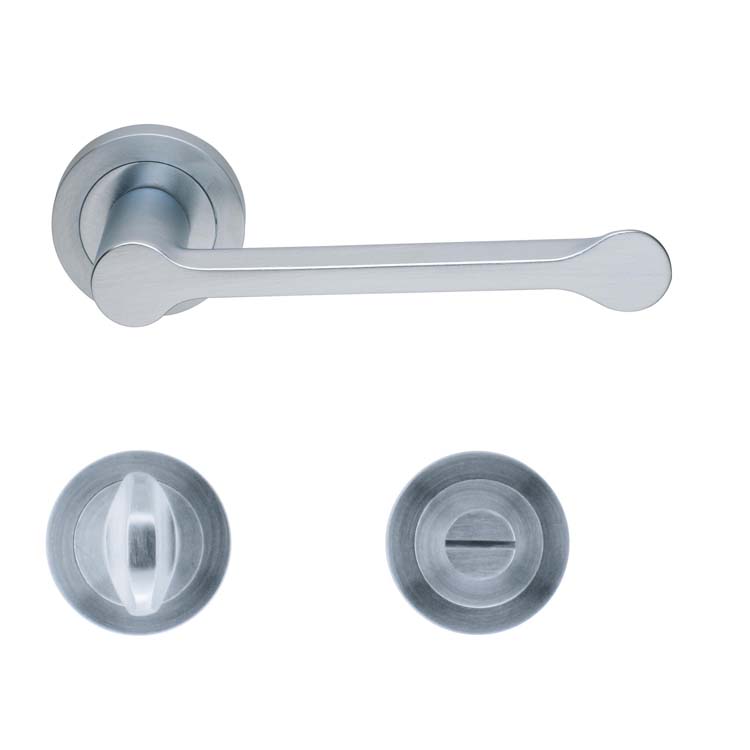 Poignée de porte brescia chrome brossé avec serrure toilette