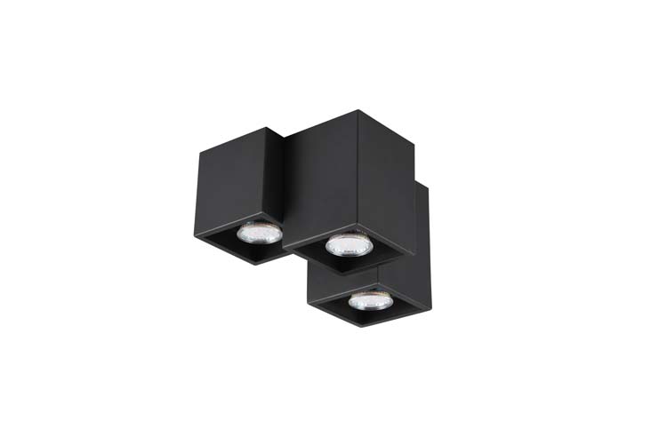 Plafonnière noir mate excl lampe LED possible  3 spots