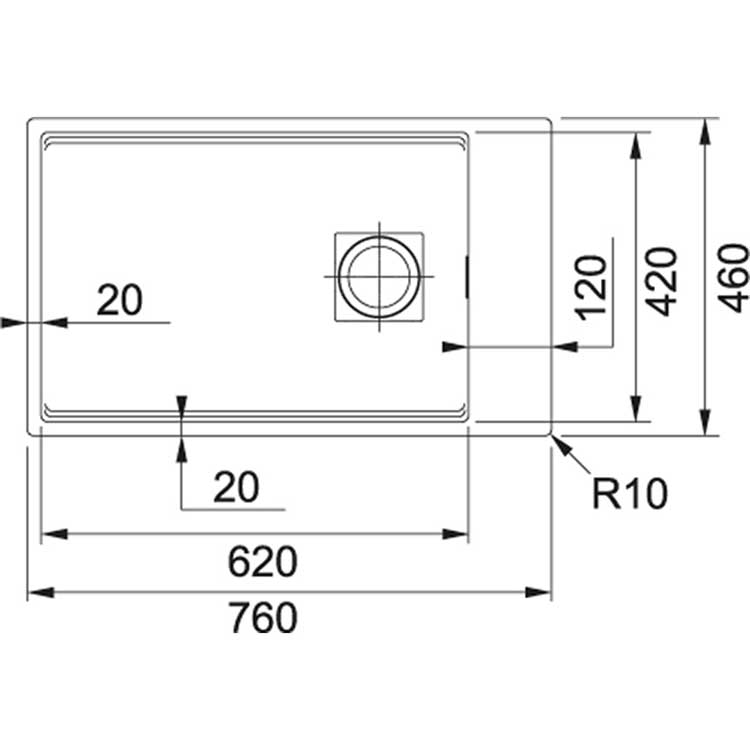 Spoelbak Franke Kubus 2.0 steengrijs 62x42cm