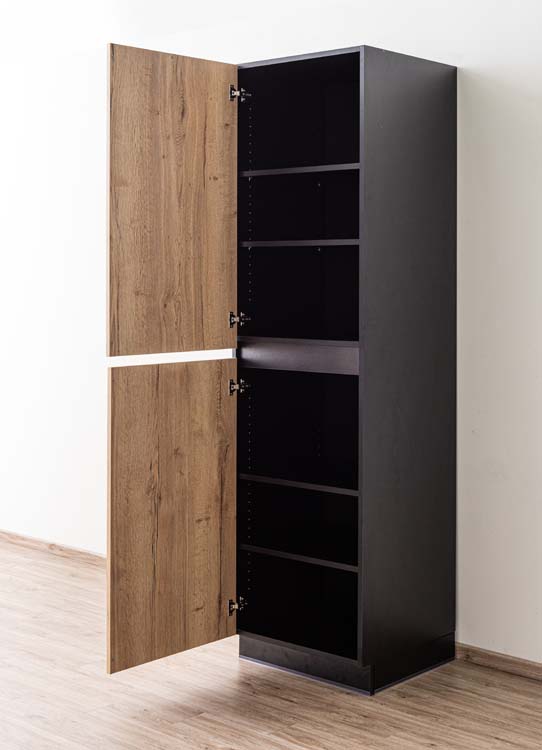 Keuken Plenti kolomkast met legplanken zwart - eiklook