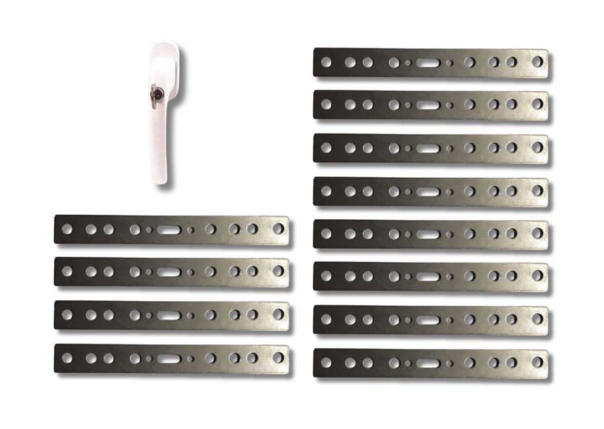 Accessoires fenêtre pvc Deceuninck Elegant:12 pattes+poignée blanc clé