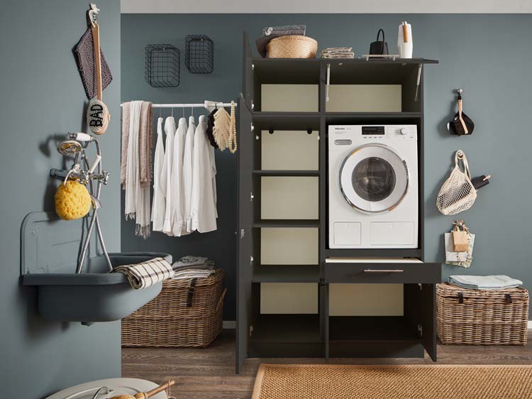 Wasmachine kast Decowash set 9 antraciet 117,5x67,5x200cm