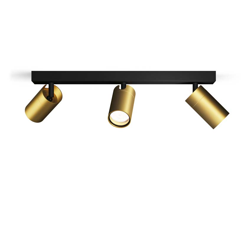 Opbouwspot goud 3 spots rond voor badkamer IP44