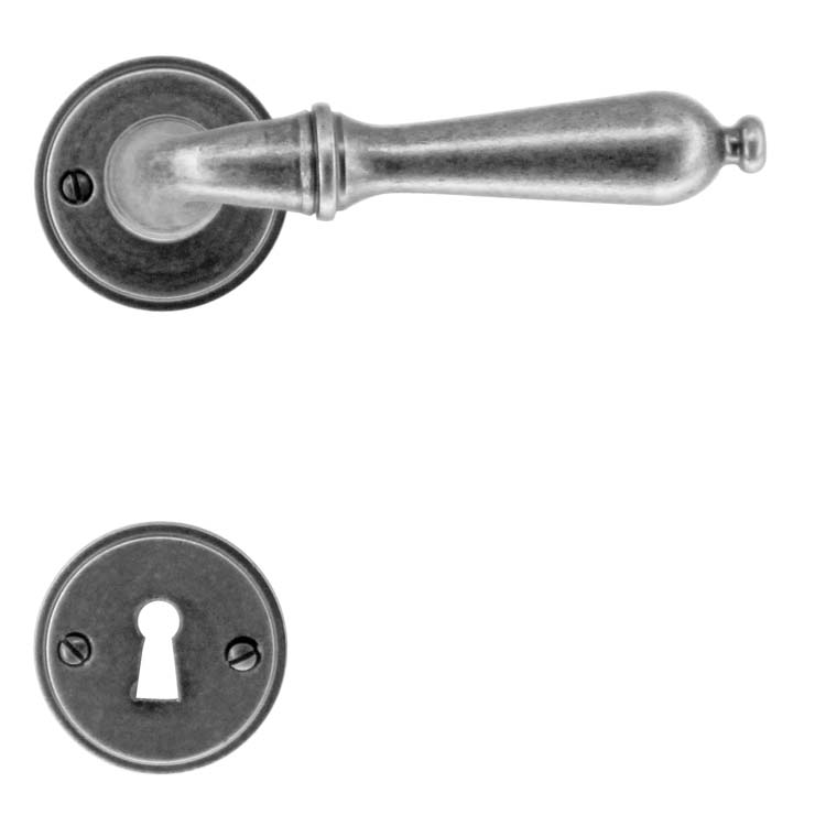 Poignée de porte pro amalfi vieil argent rosace barbe