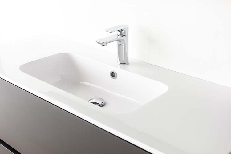 Meuble de salle de bains Puro noir mat suspendu avec lavabo simple blanc brillant 120cm