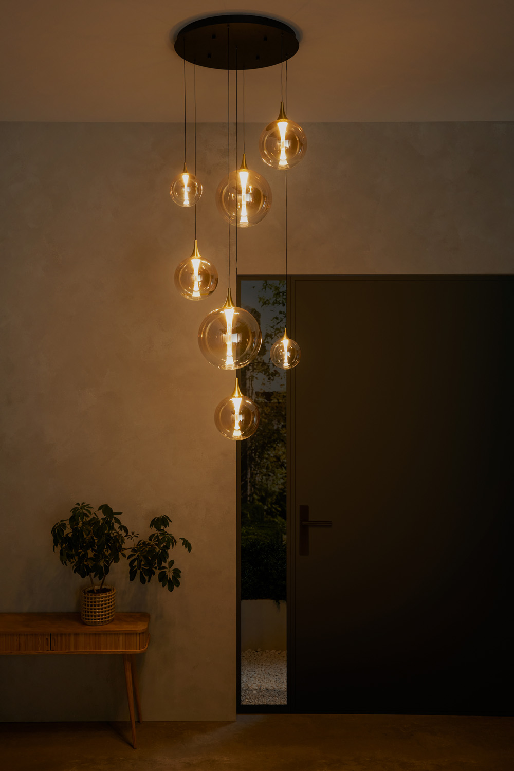 Lucide Premium Gisela - Hanglamp - Ø84cm - LED Dimb. - 2700K - Met vervangbare LED-module - Amber