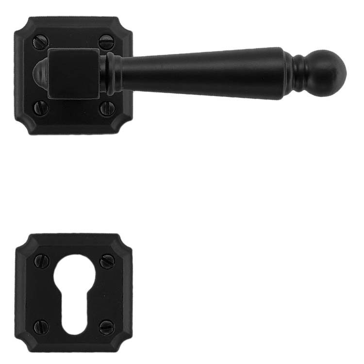 Poignée de porte genua noir rosace cylindre
