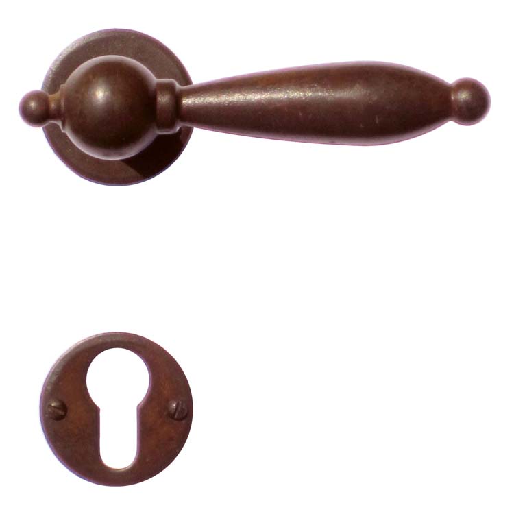 Poignée de porte adria rouille rond rosace cylindre