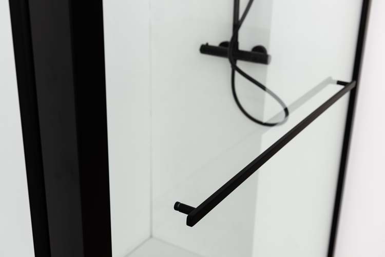 Paroi de douche fixe Urian 137-139x200cm avec porte-serviettes noir Paroi de douche fixe Urian 137-139x200cm avec porte-serviettes noir
