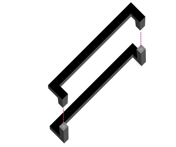 poignée noir mat steel square 02 21.5cm