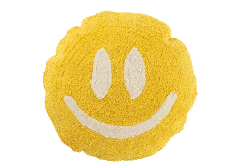 Coussin Smiley jaune 45x45cm