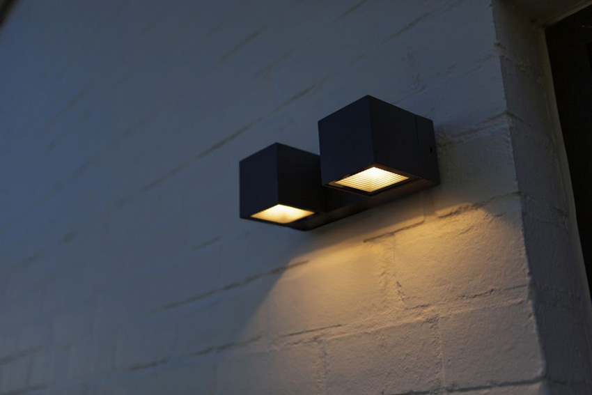 Applique murale extérieur - gris foncé - 6,5x19,3x9,2cm - LED - 2x10W - 3000K - IP54