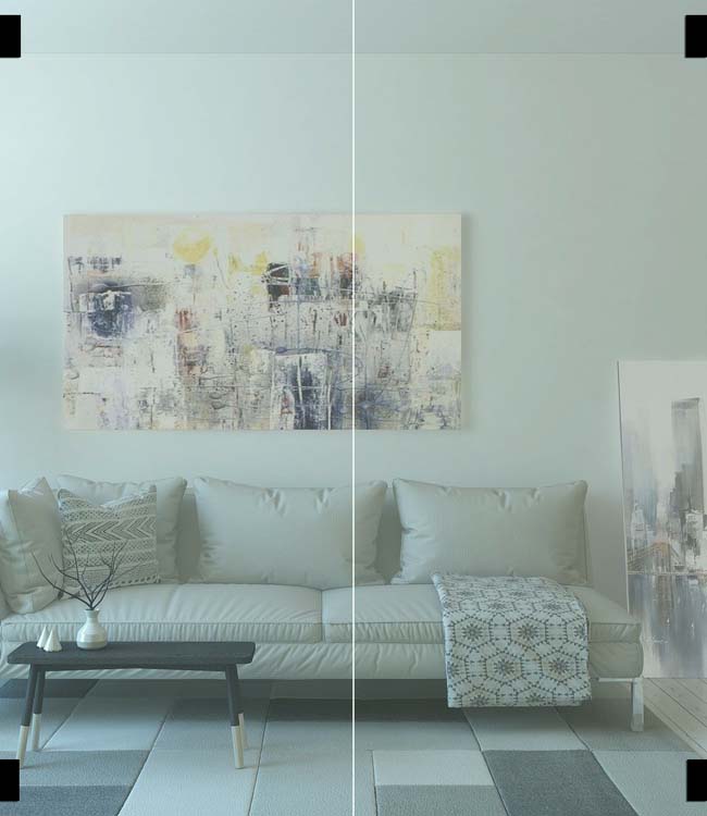 Dubbele glazen binnendeur Sky Day helder glas op maat - scharnieren zwart